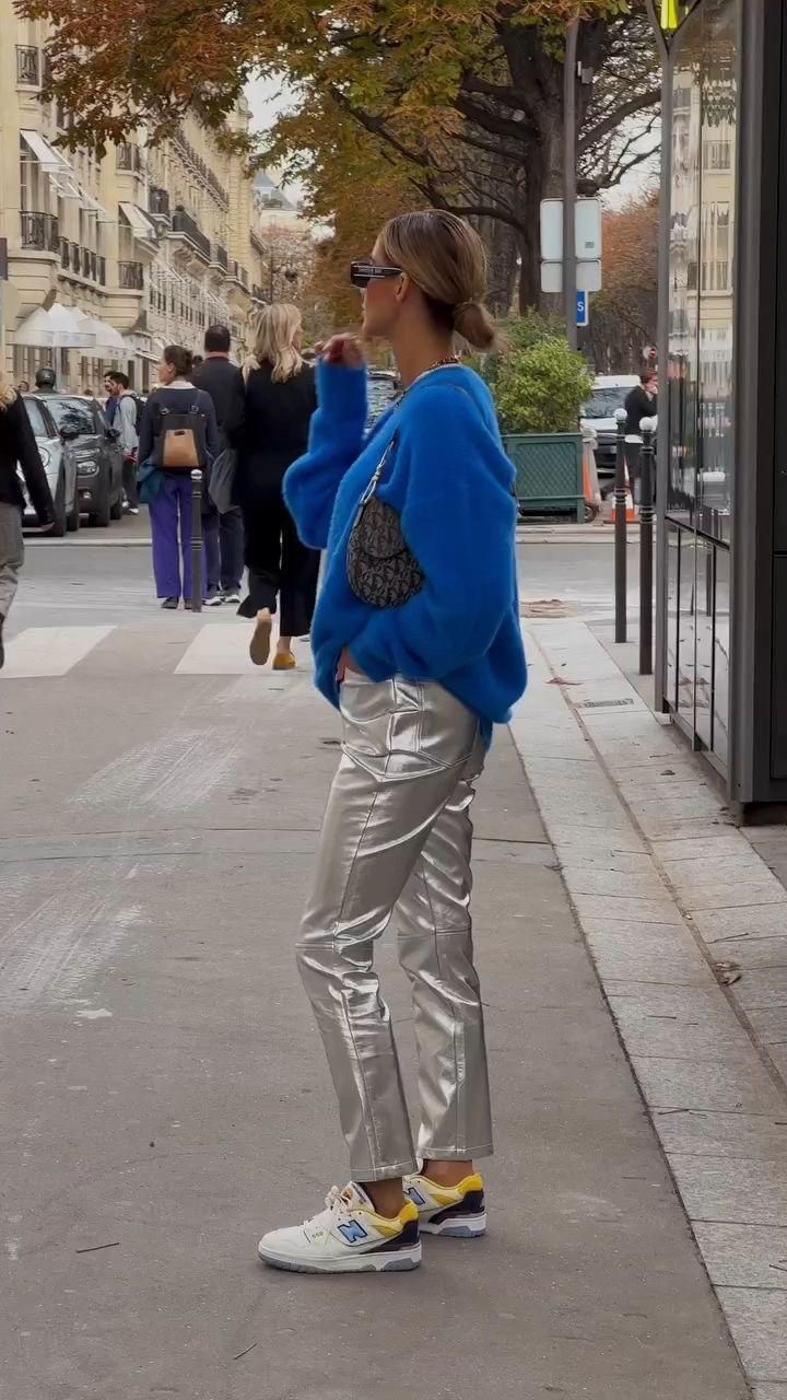 Tendência: calça metalizada
